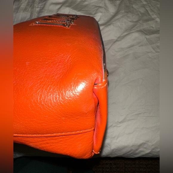 💎 RARE MCM (+COA) Limited Ed Aren Leopard Visetos Tote with Orange Leather Trim - Picture 10 of 14